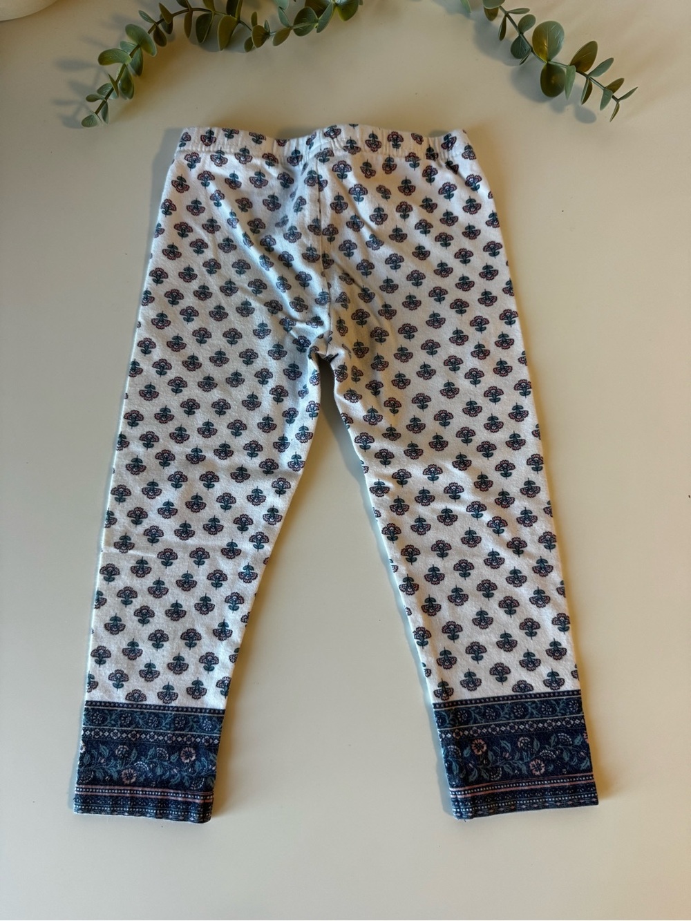 Carter's Floral Leggings Girls Size 18 Months White Blue Pink - Picture 4 of 4